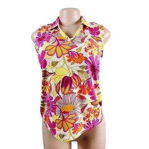 Bette &Court Floral Women Top sleeveless Flower Blouse Viscose Elastan Small S